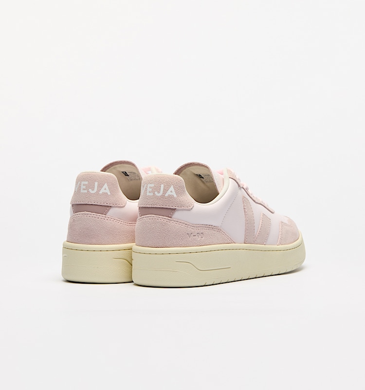veja zapatillas v-90 algodón-orgánico rosa VD2003891 Back view